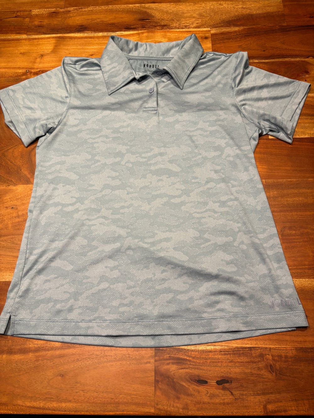 NOBULL Light Blue Camo Performance Polo - Size Medium